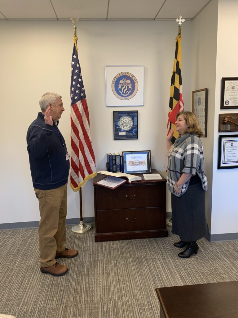 January 2024 | Queen Anne's County | Tom Almon sworn-in by Queen Anne's County Clerk of the Court, Katherine Hager